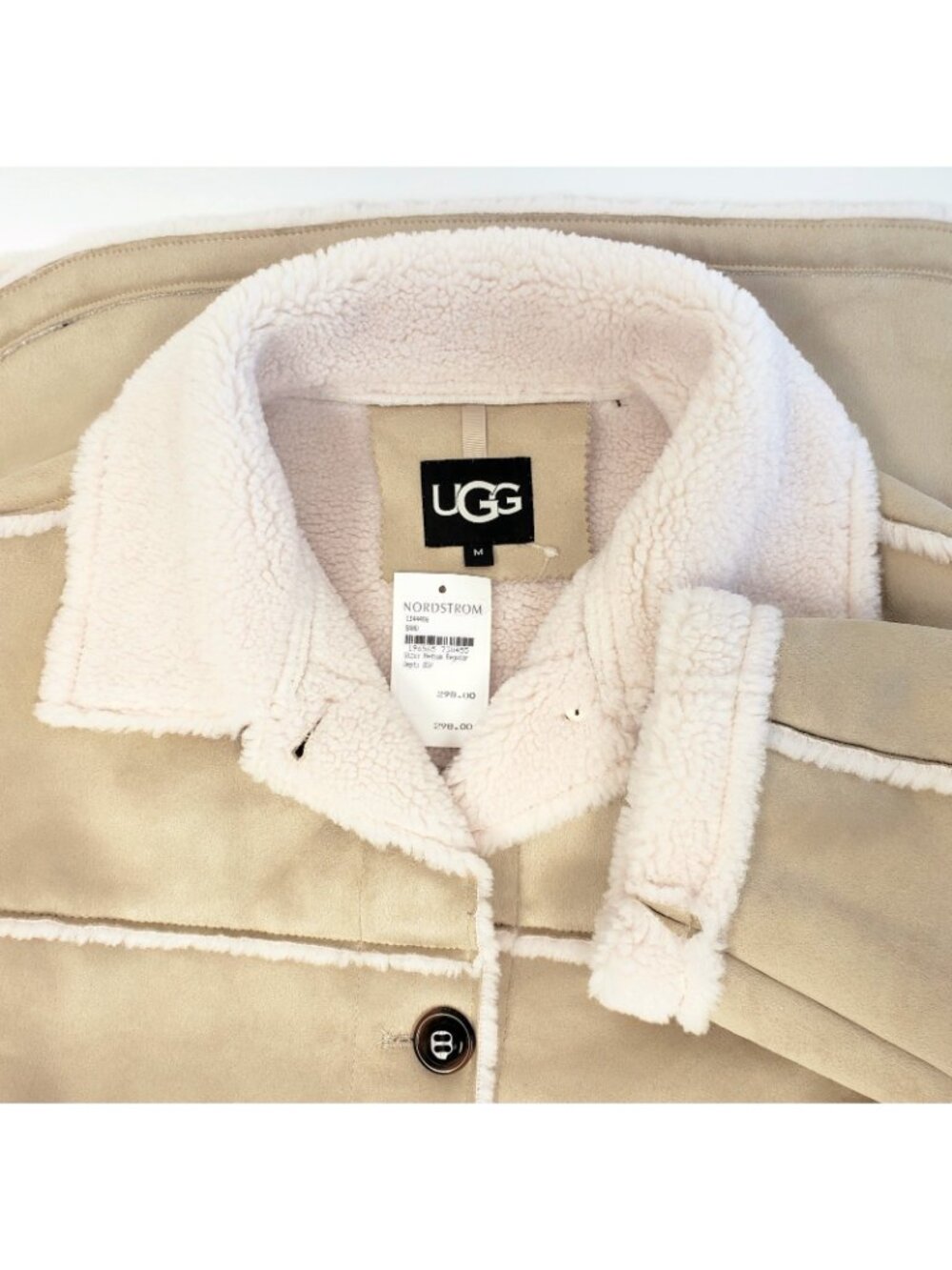 UGG Women's Takara Faux Shearling Fleece Oversized Jacket Coat Sand Size M - Picture 4 of 6